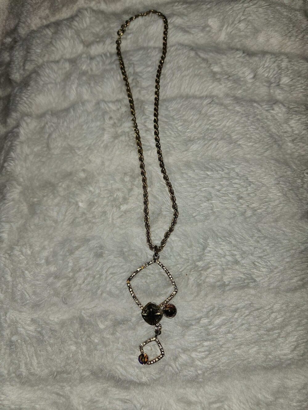 Gold-Tone Women’s Pendant Necklace - Elegant Geometric Drop